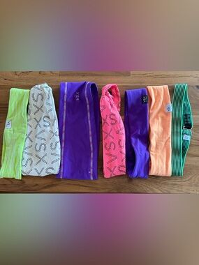 Victoria Secret VSX Neon Green, White, Purple & Pink Workout Headband Set - 7